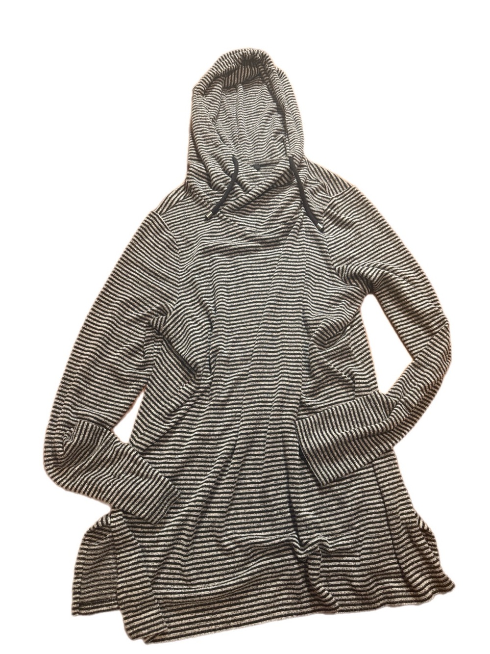 Premise Black & White Striped Hooded Tunic Sweater size small